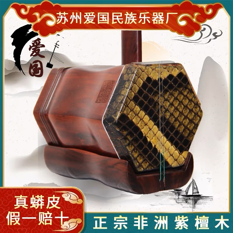 周爱国手工二胡正品非洲紫檀精品入门乐器考级演奏专业蟒皮大音量