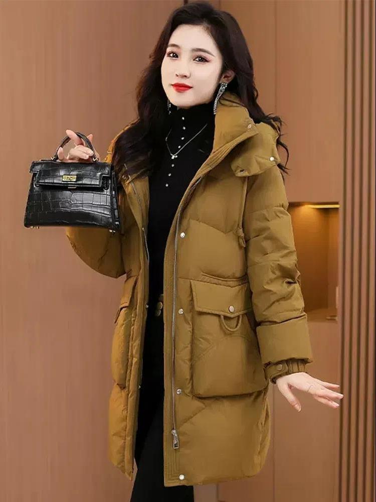波司僜23新款羽绒服加厚保暖中长款羽绒棉服女宽松大码洋气妈妈冬