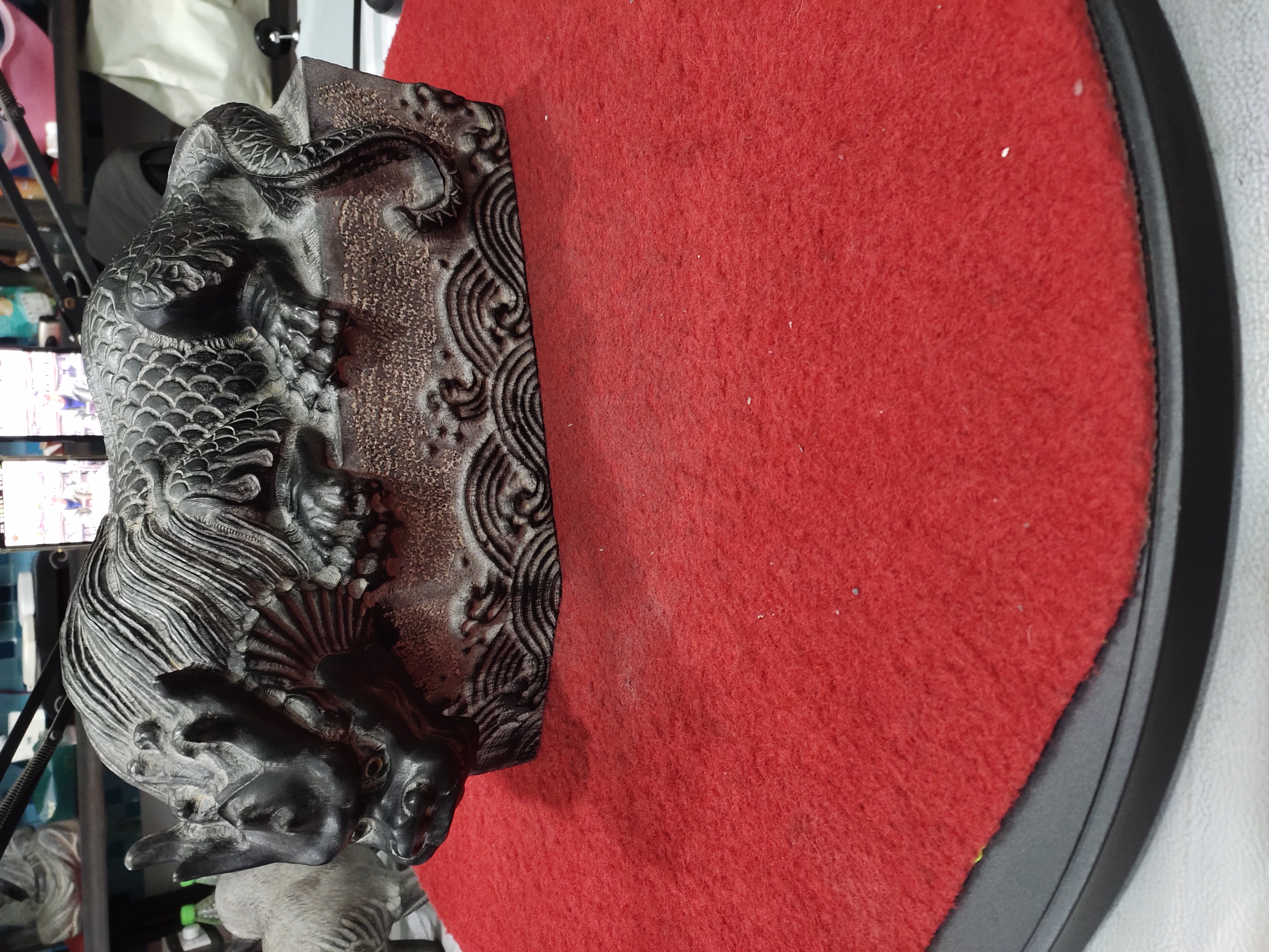 家居饰品工艺品狮子麒麟精美陶瓷桌面摆件镇水兽长35高20重18公斤