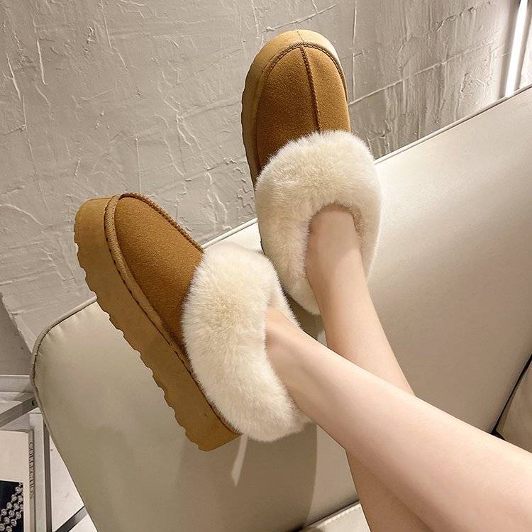 雪地靴女皮毛一体2023新款女款冬季加绒加厚增高厚底短筒靴子棉鞋