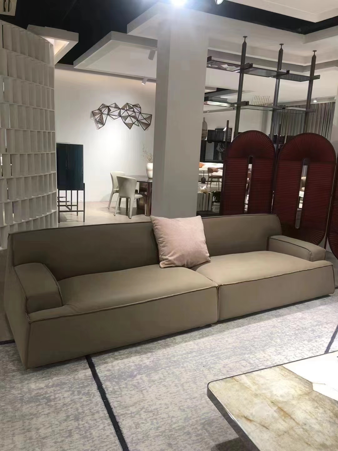 意式极简大马士革沙发客厅轻奢磨砂方几