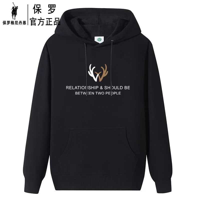 保罗格尼丹恩纯棉秋冬连帽卫衣男女加绒大码保暖情侣宽松帽衫外套