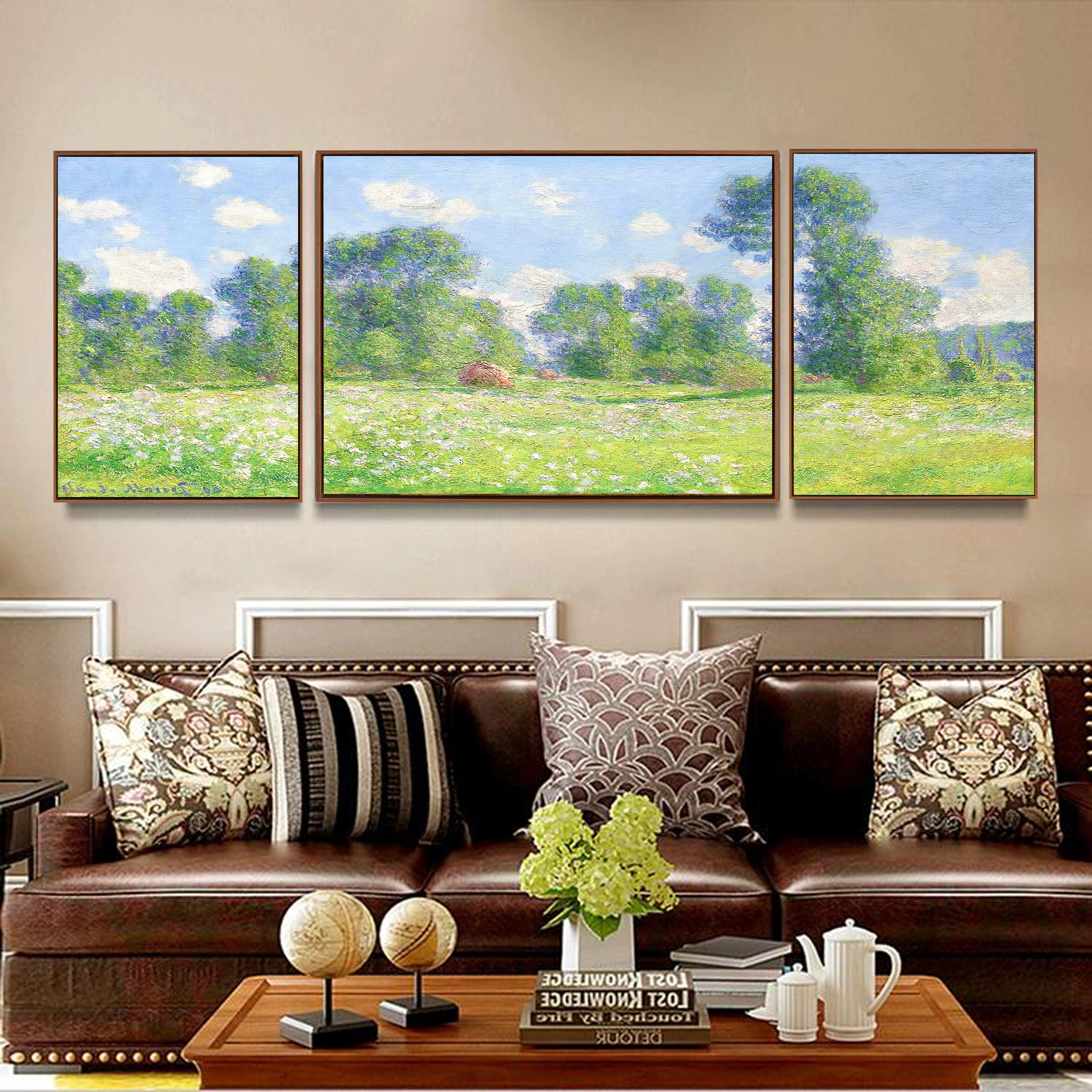 《莫奈吉维尼的春天》客厅装饰画卧室挂画客厅沙发背景美式中古风