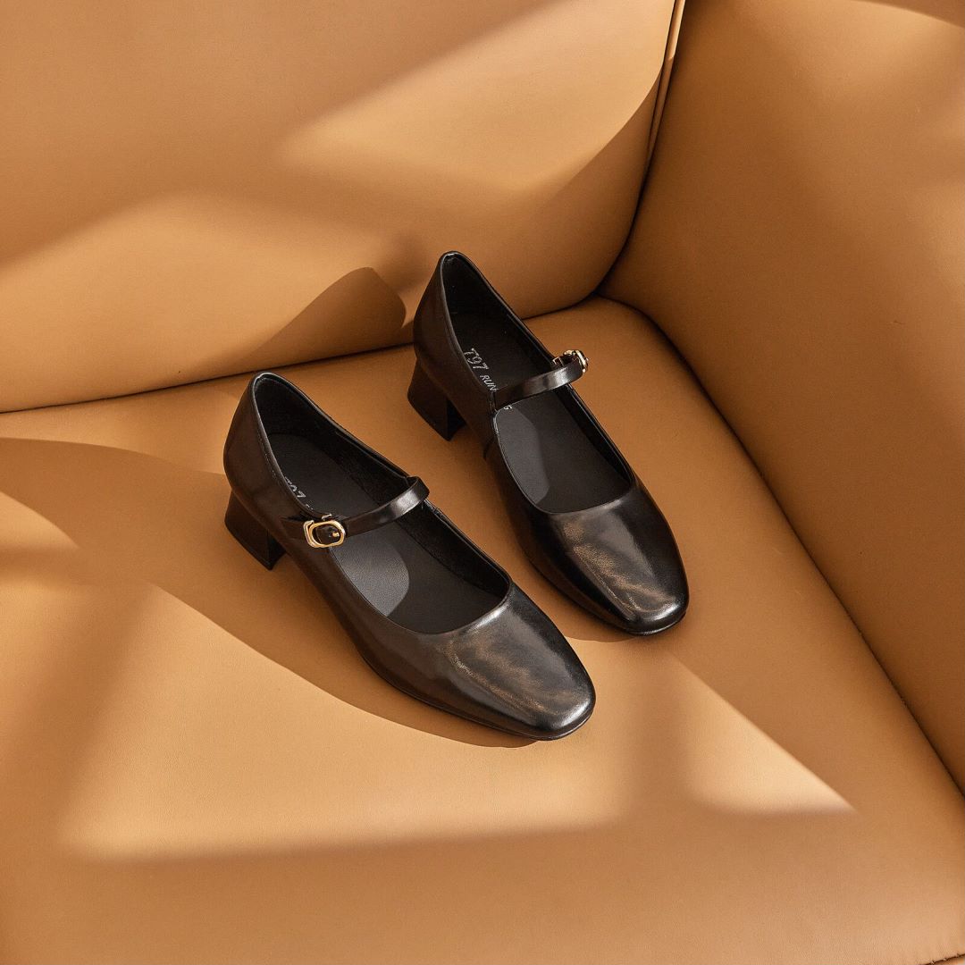 东东2024夏季新款粗跟浅口单鞋女百搭时尚中跟圆头玛丽珍单鞋6241