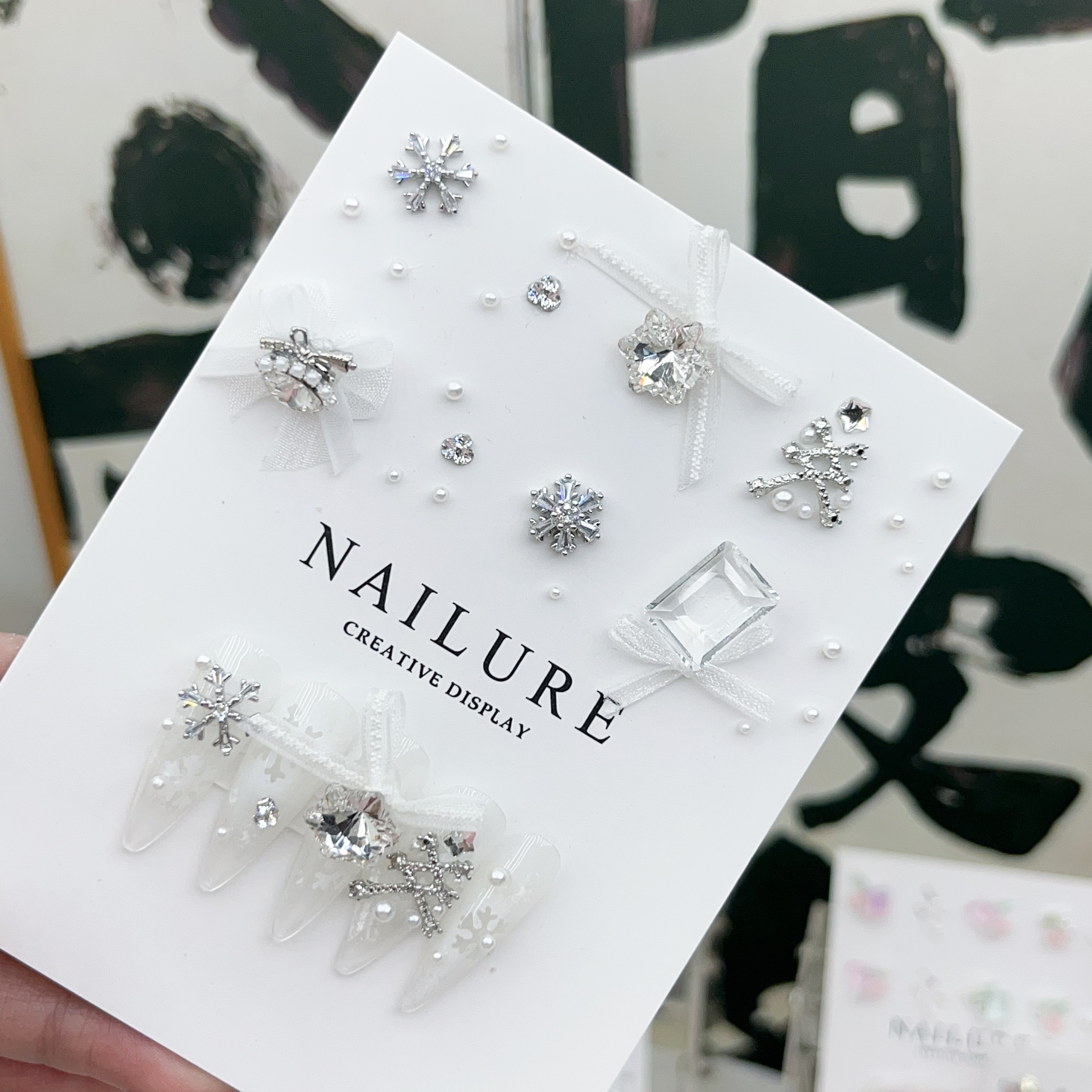 【冰雪星辰】美甲饰品材料包k9冰透雪花异形钻成品蝴蝶结堆堆钻钻包