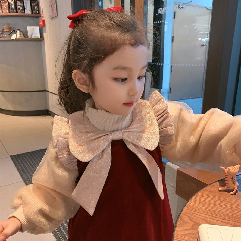 女童加绒背心裙儿童2023新款冬装公主连衣裙宝宝洋气周岁礼服裙子