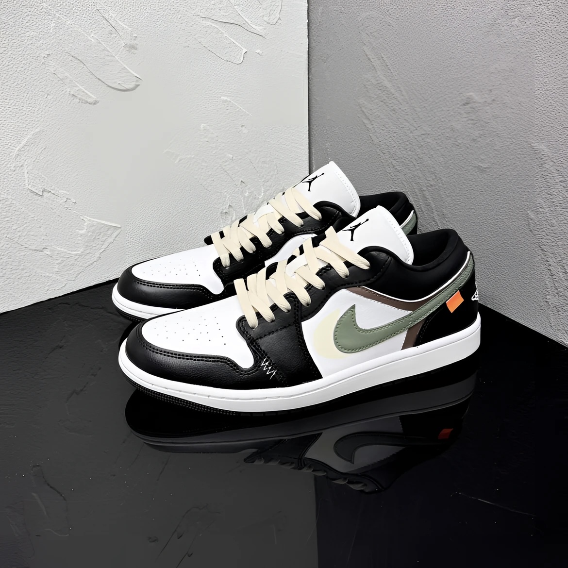 耐克AirJordan1 AJ1定制款无畏熊猫复古做旧解构低帮运动休闲板鞋