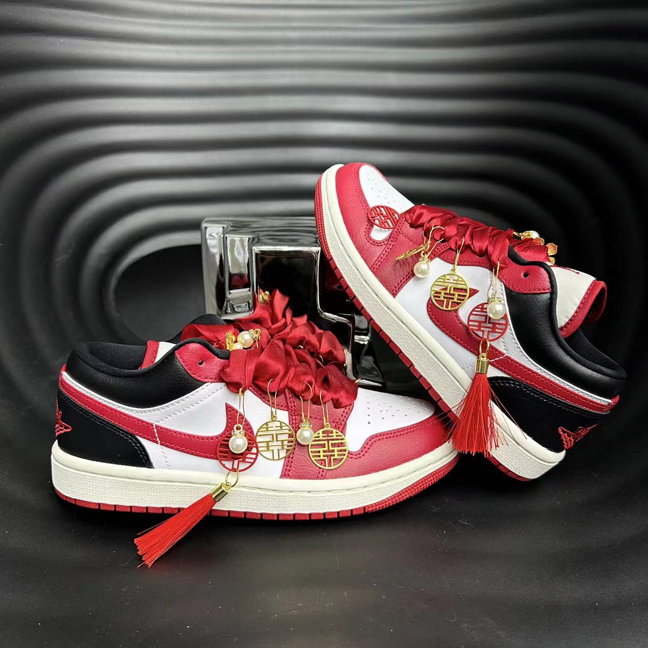 AirJordan1Lowaj白红婚鞋AJ1女款白红黑红色篮球鞋红色DC0774-160