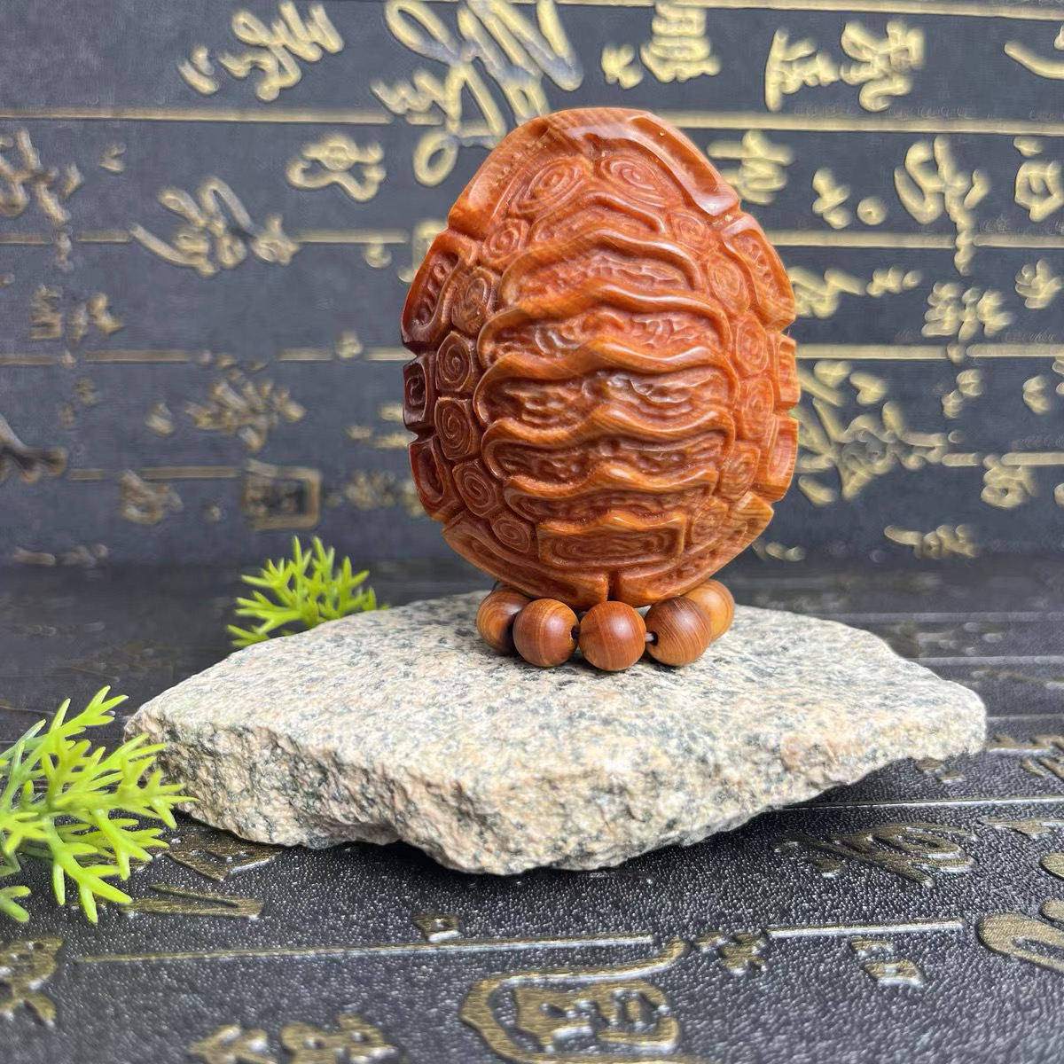 天然太行崖柏木招财富甲天下龟壳木雕文玩创意手把件摆件随身挂件