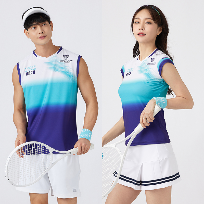 可莱安羽毛球服女套装新品韩国透气速干短袖新款男女无袖情侣运动