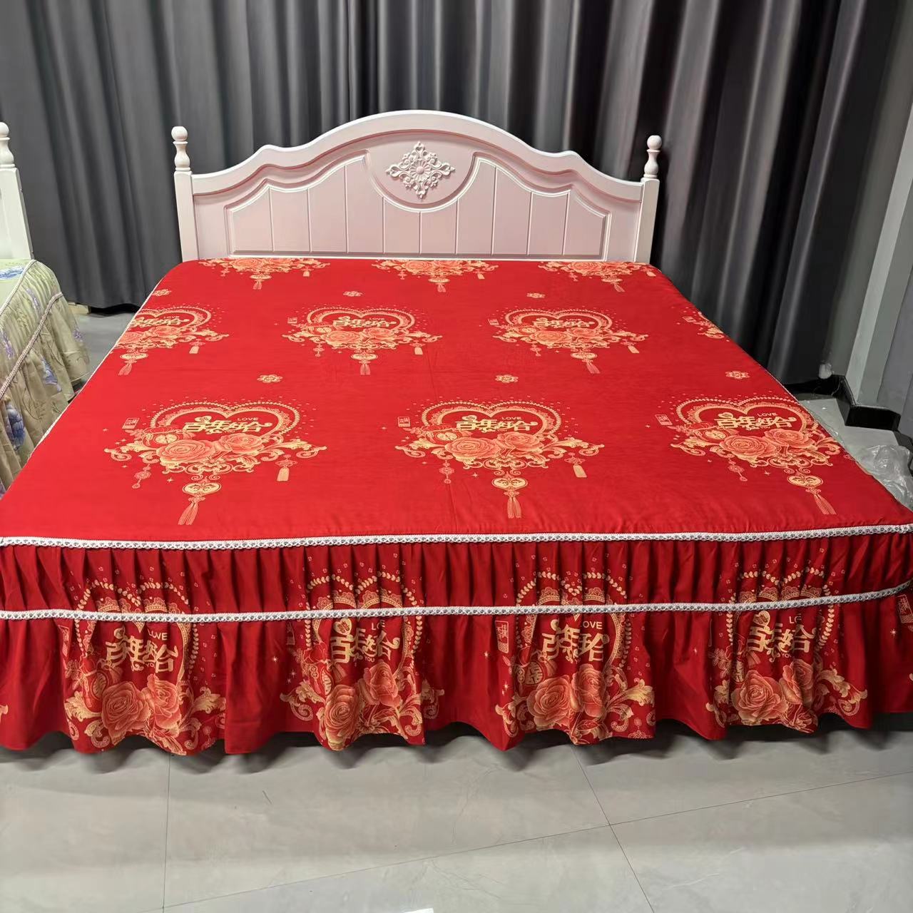 三件套  （百年好合图案）床罩+一对枕套