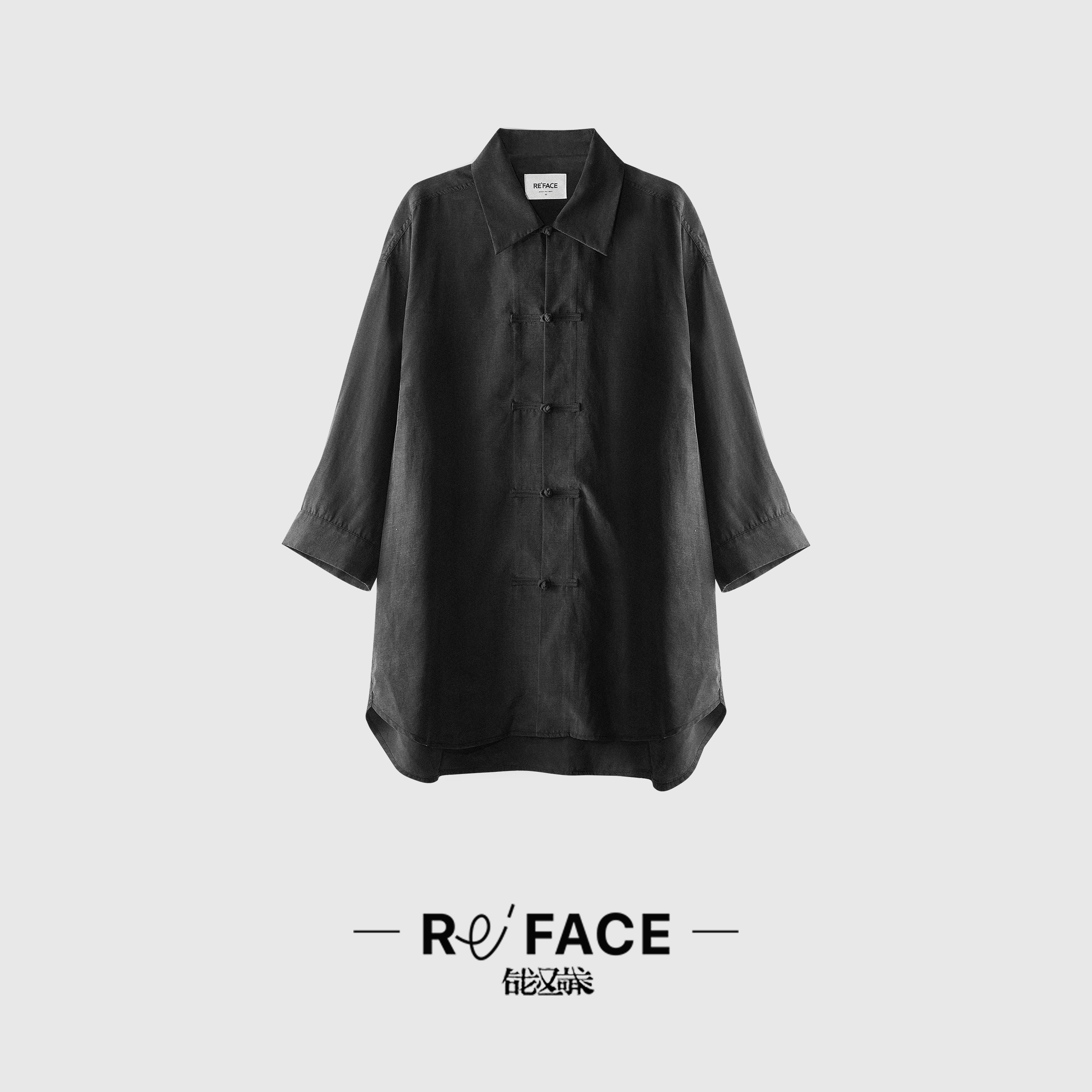 REFACE｜天絲麻霜感翻領古法盤扣襯衣