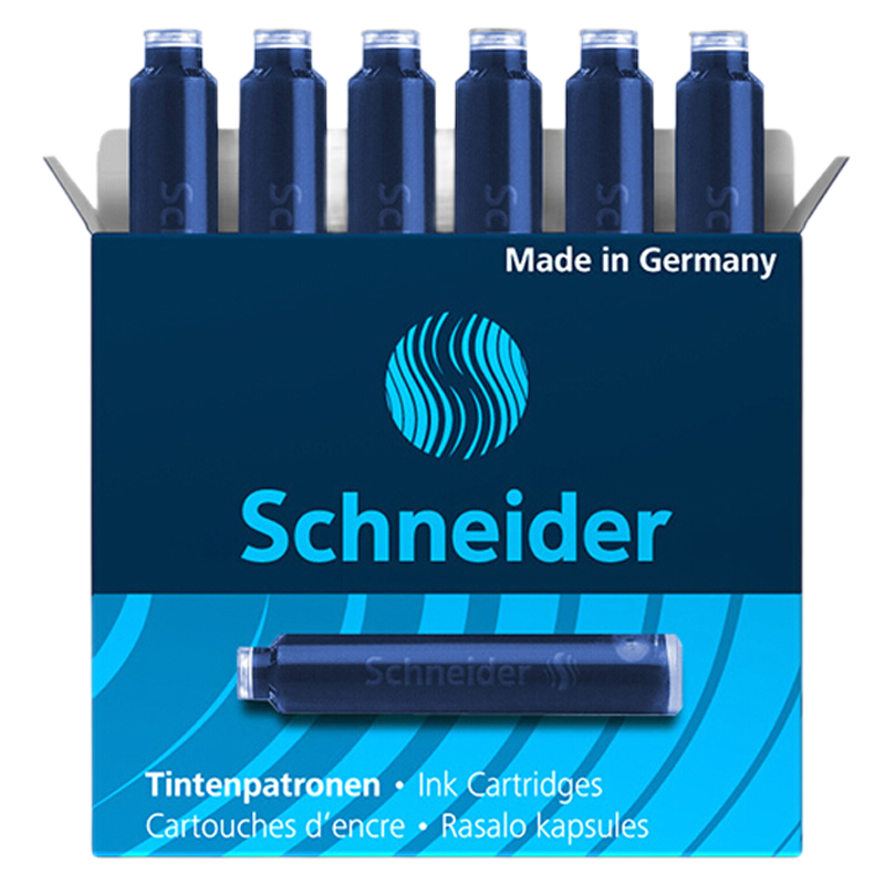 SCHNEIDER/施耐德钢笔墨囊非碳素墨胆品牌钢笔水6支盒装蓝色可擦