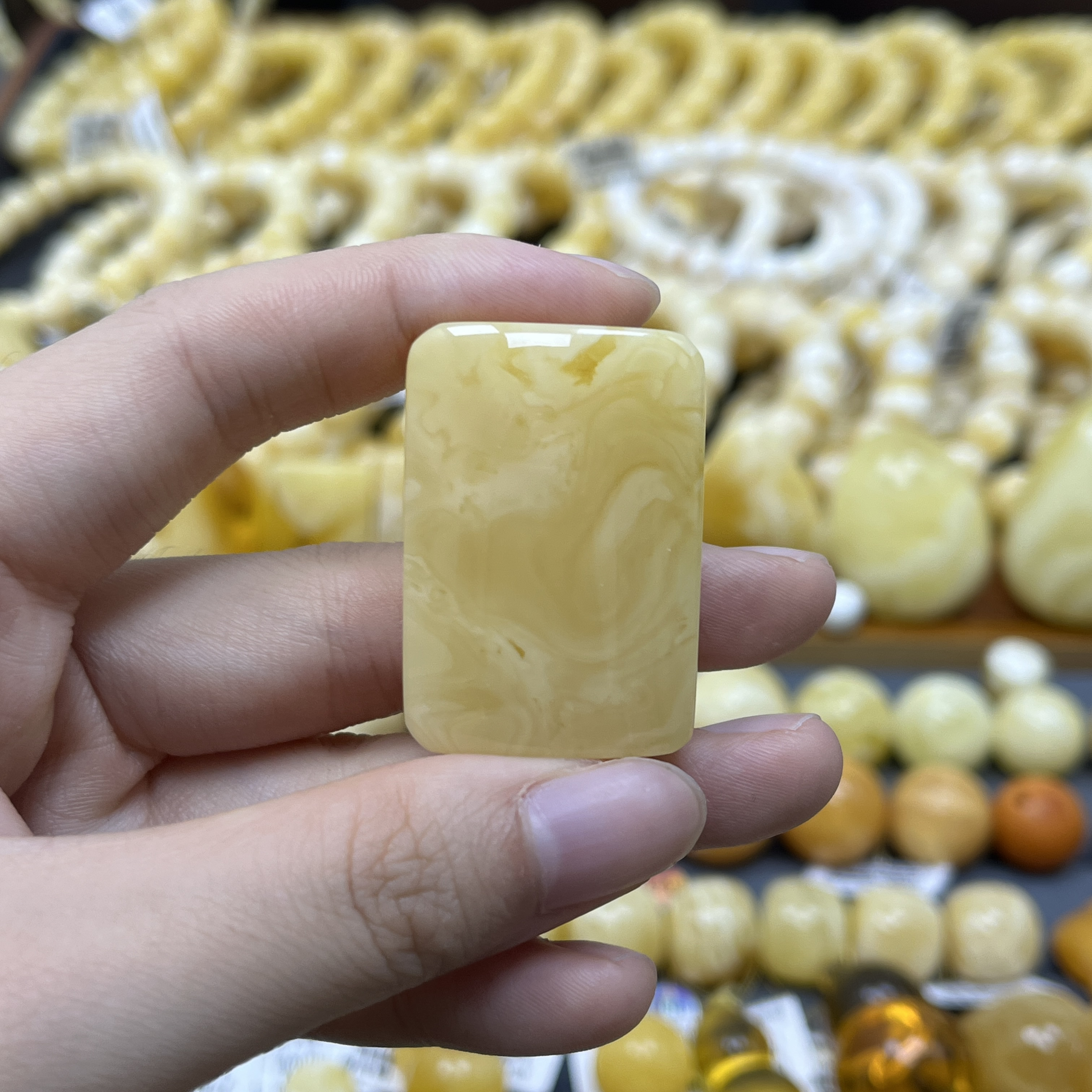 兰蜜珠宝天然原矿琥珀蜜蜡浓蜡妖花平安无事牌36✖️25✖️13mm