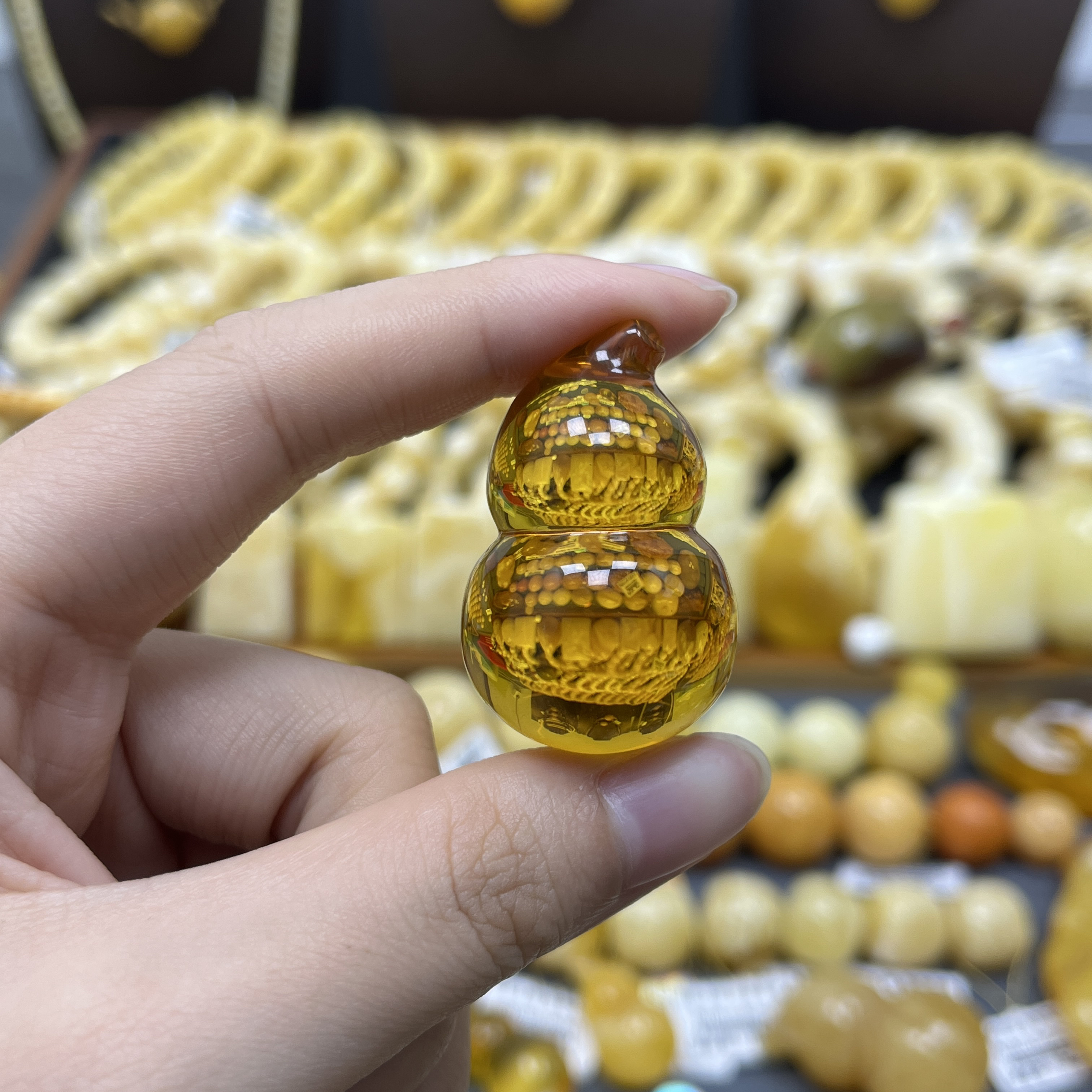 兰蜜珠宝天然原矿琥珀蜜蜡金珀葫芦雕刻件37✖️24mm