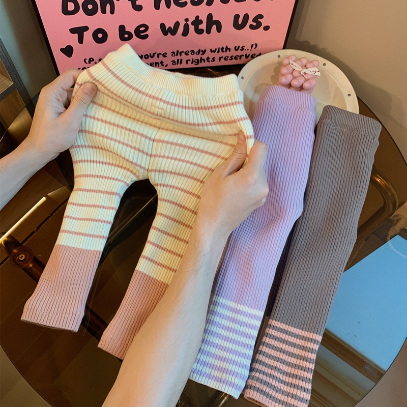 【现货】小沐沐女童加绒打底裤秋冬2023新款小童女宝宝裤子针织裤