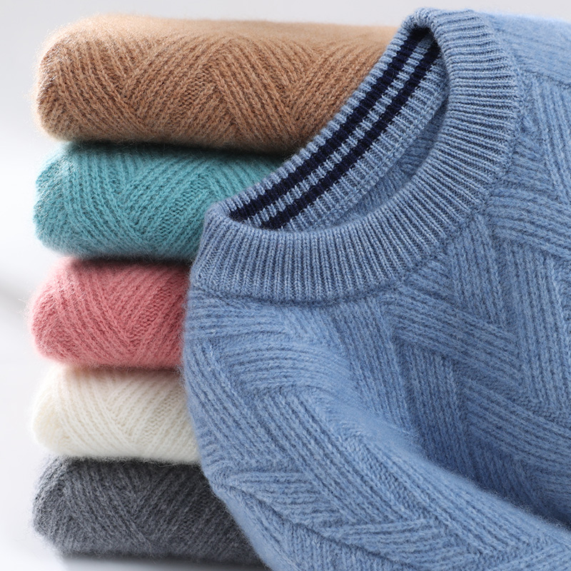 【羊绒】儿童羊绒衫加厚希编花型套头圆领毛衣保暖打底宽松冬季百搭