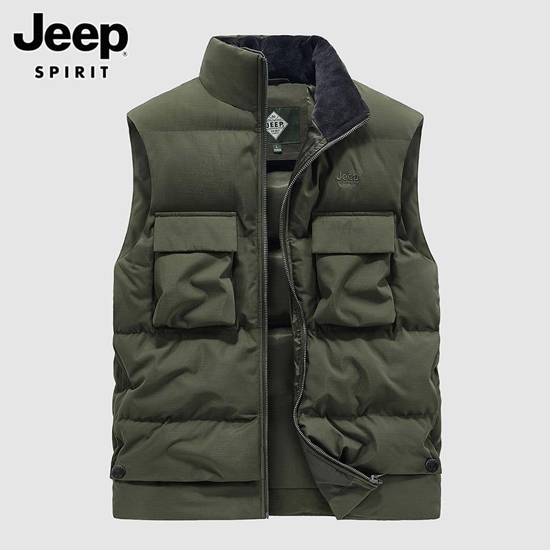 JEEP SPIRIT工装棉马甲男士冬季新款潮牌立领运动坎肩马夹外套男