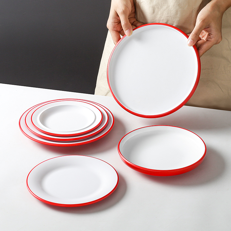 密胺餐具盘子圆形酒店餐厅饭店仿瓷炒菜餐盘菜盘火锅配菜圆盘酒店