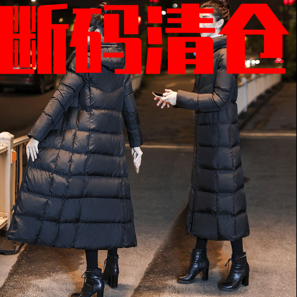 雅鹿【反季清仓】欧雅欣棉衣女冬季长款过膝羽绒羽绒服连帽加厚修