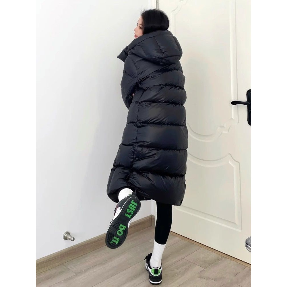 黑金长款羽绒服女年保暖棉服新款冬季情侣宽松加厚过膝棉袄外