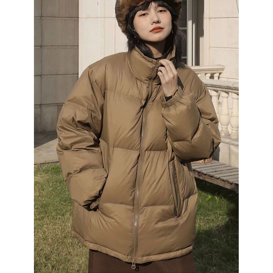 新款羽绒服特大码斤胖MM加厚羽绒服秋冬宽松保暖立领面