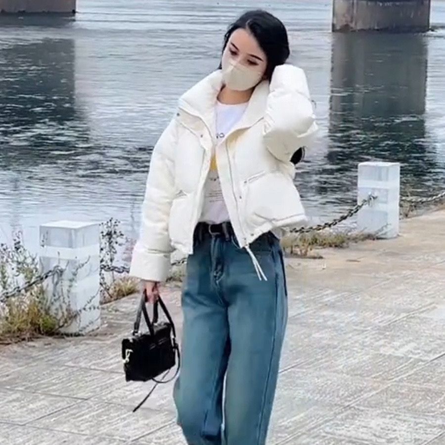 冬季韩版羽绒服女短款厚面包服立领矮个子宽松棉衣外套