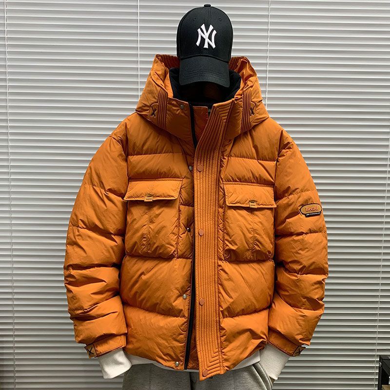 冬季新款工装连帽短款羽绒服男士休闲宽松百搭潮牌派克服外套