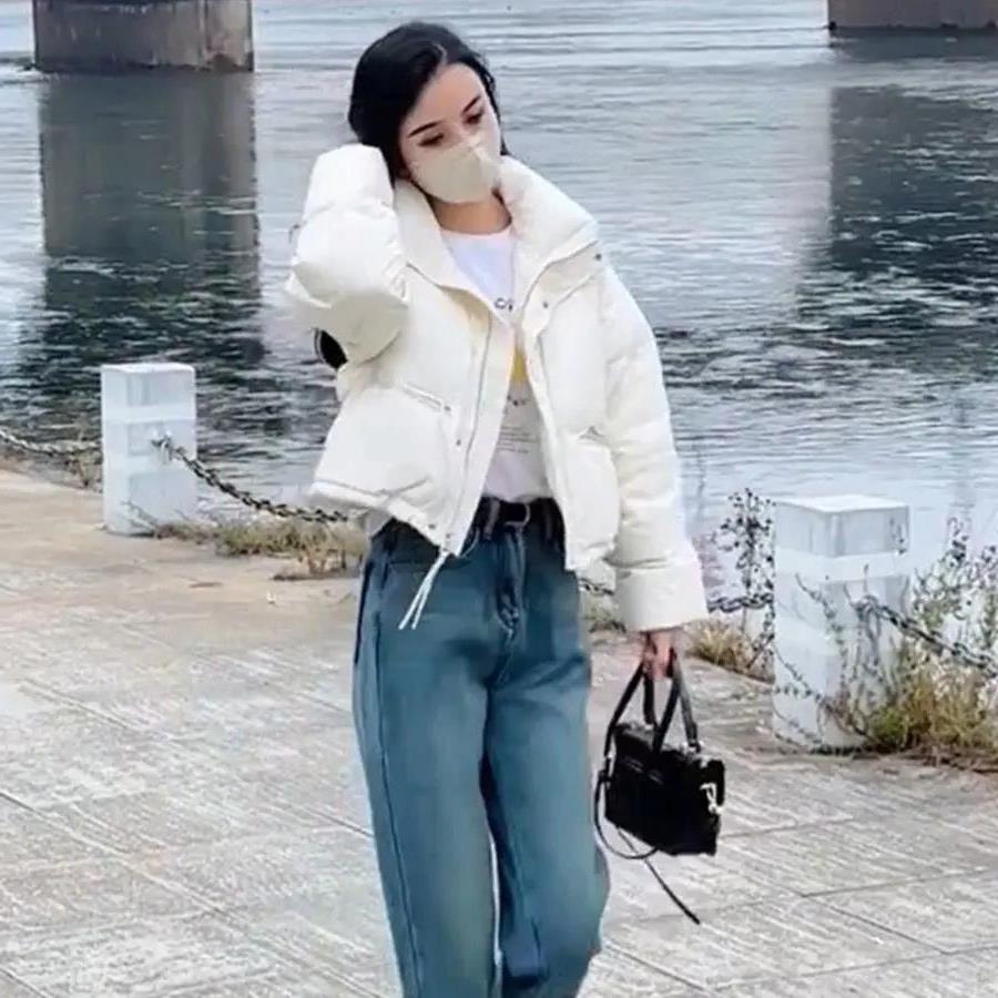 新款新款冬季韩版羽绒服女短款厚面包服立领矮个子宽松棉衣外套