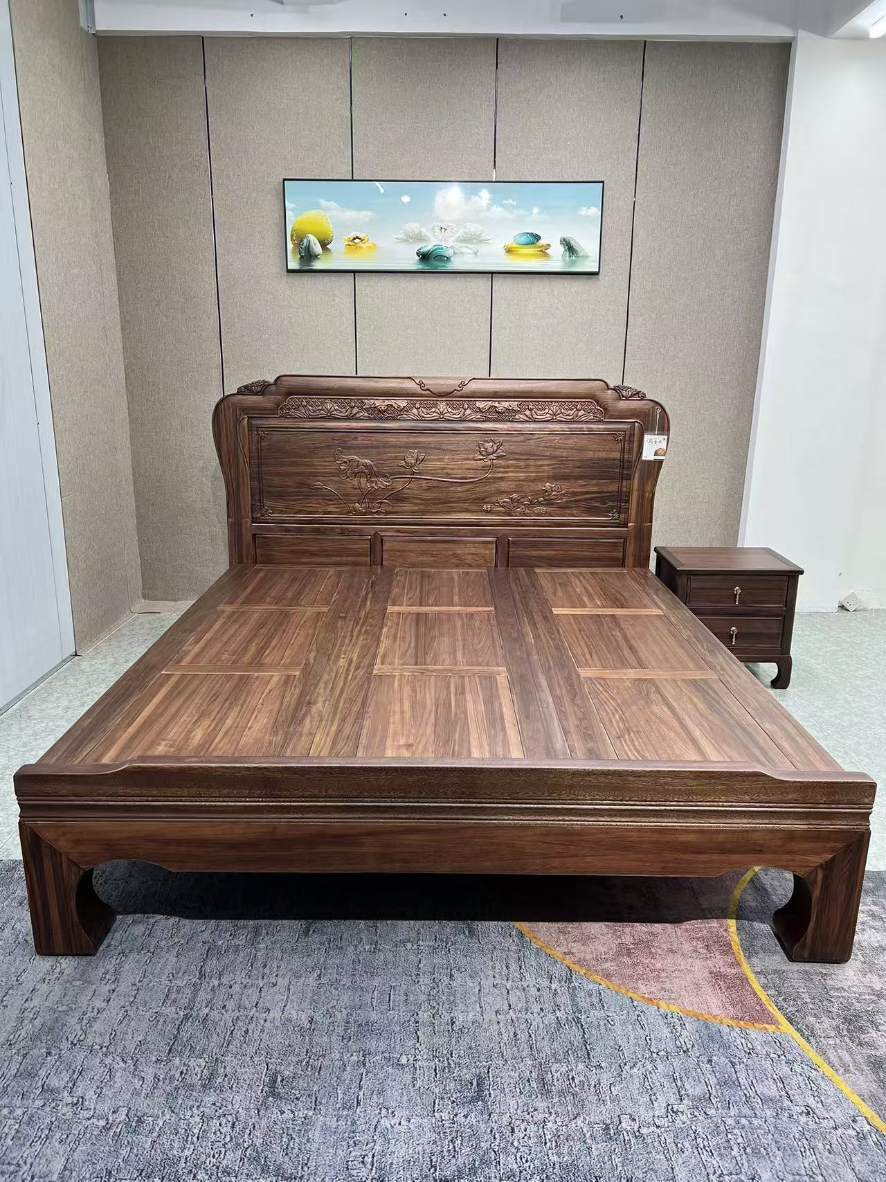 乌金木实木大床1.8主卧床婚床老虎脚大款床床1.8米x2米主卧大床