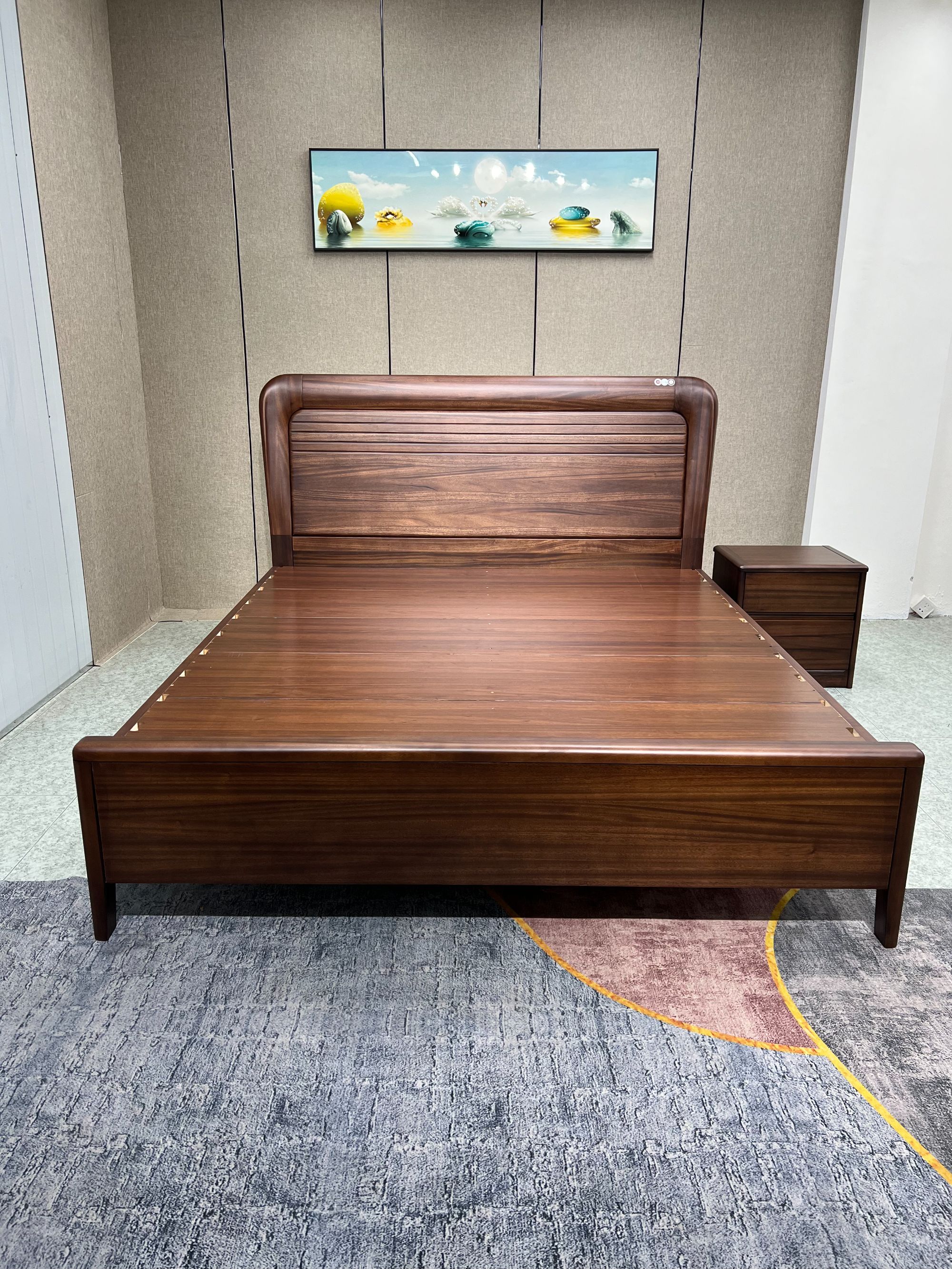 黑胡桃木实木床1.8主卧床1.5客卧床年轻双人床现在简约极简婚床