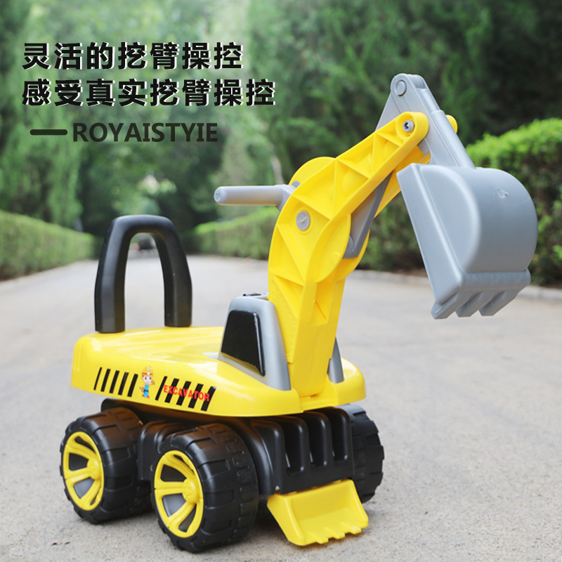 儿童挖掘机1-6岁带音乐灯光可坐可滑行工程车360度旋转宝宝玩具车