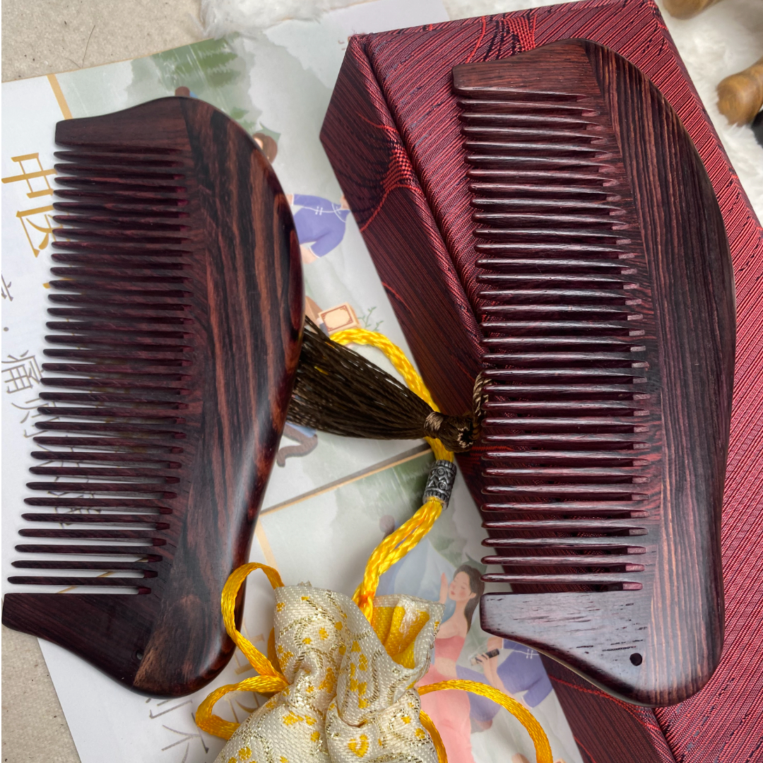 久久木梳国标红木紫花梨榫卯结构半月梳礼盒 家用木梳子 中秋礼物