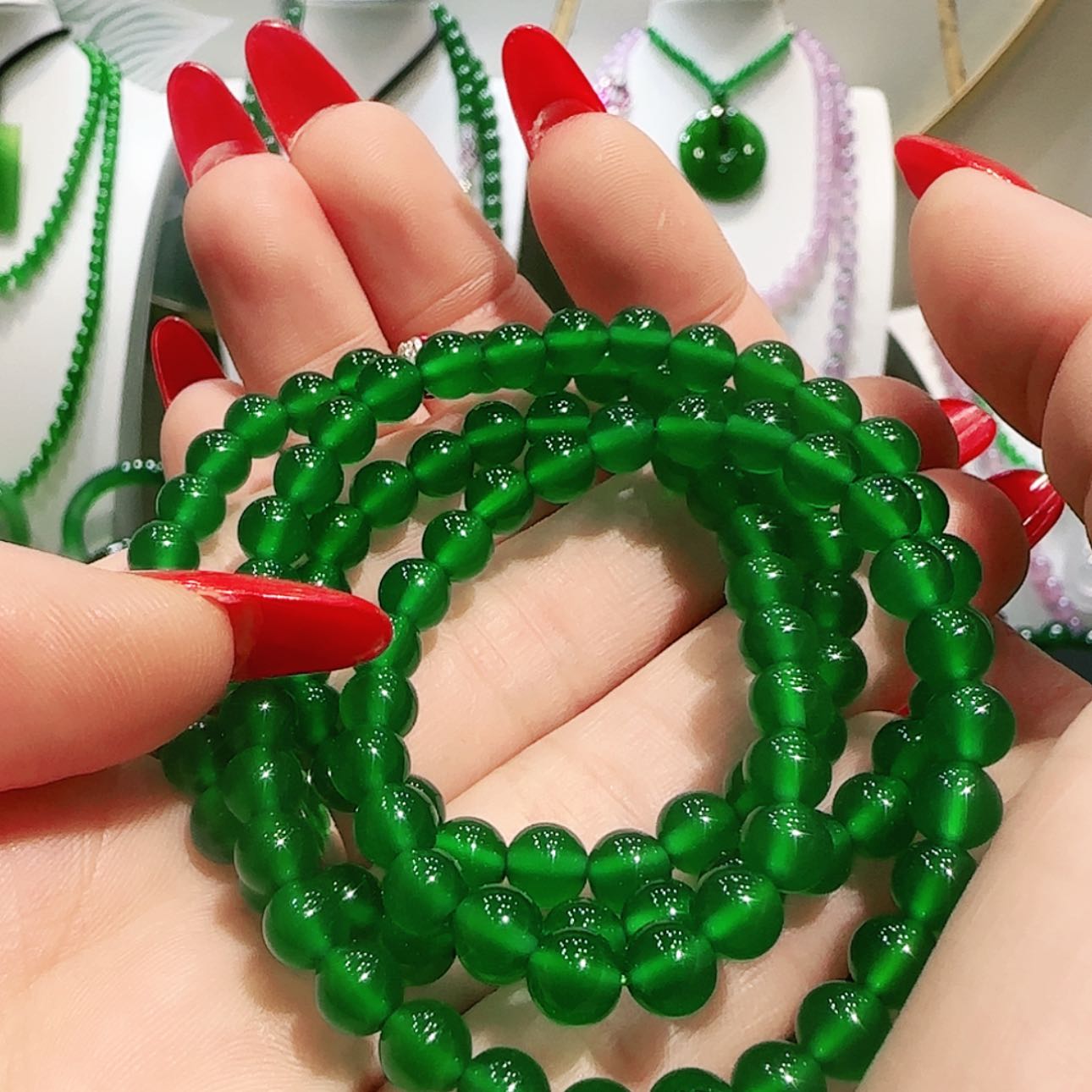 【闪购商品】玛瑙/玉髓珠链未镶嵌雁***y