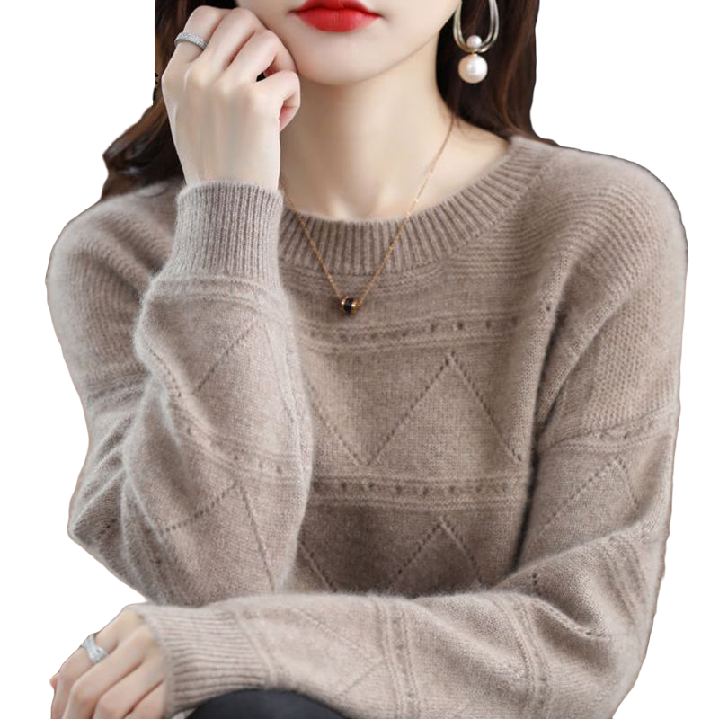 羊毛衫2023新款大码针织衫女秋冬圆领加厚宽松显瘦打底毛衣