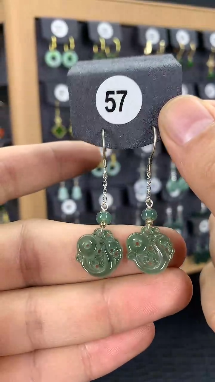 【闪购商品】翡翠耳饰银S925镶嵌1