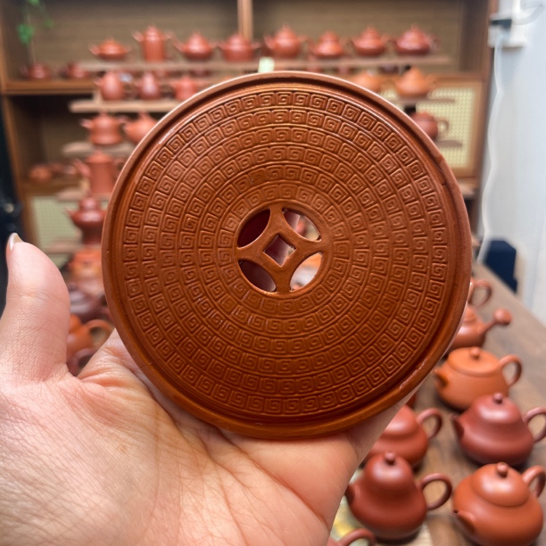 潮州中式朱泥古铜钱壶承 壶托杯托