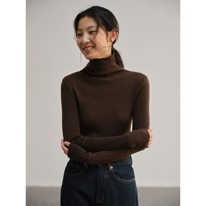 素典【半岛云朵】修身针织衫冬季保暖显瘦套头高领绵羊毛1452