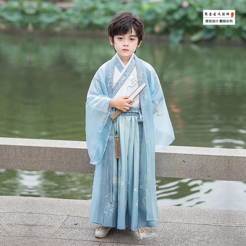 【原创扶风】薄款男童春秋儿童古装唐装小学生演出服中国风男孩古风