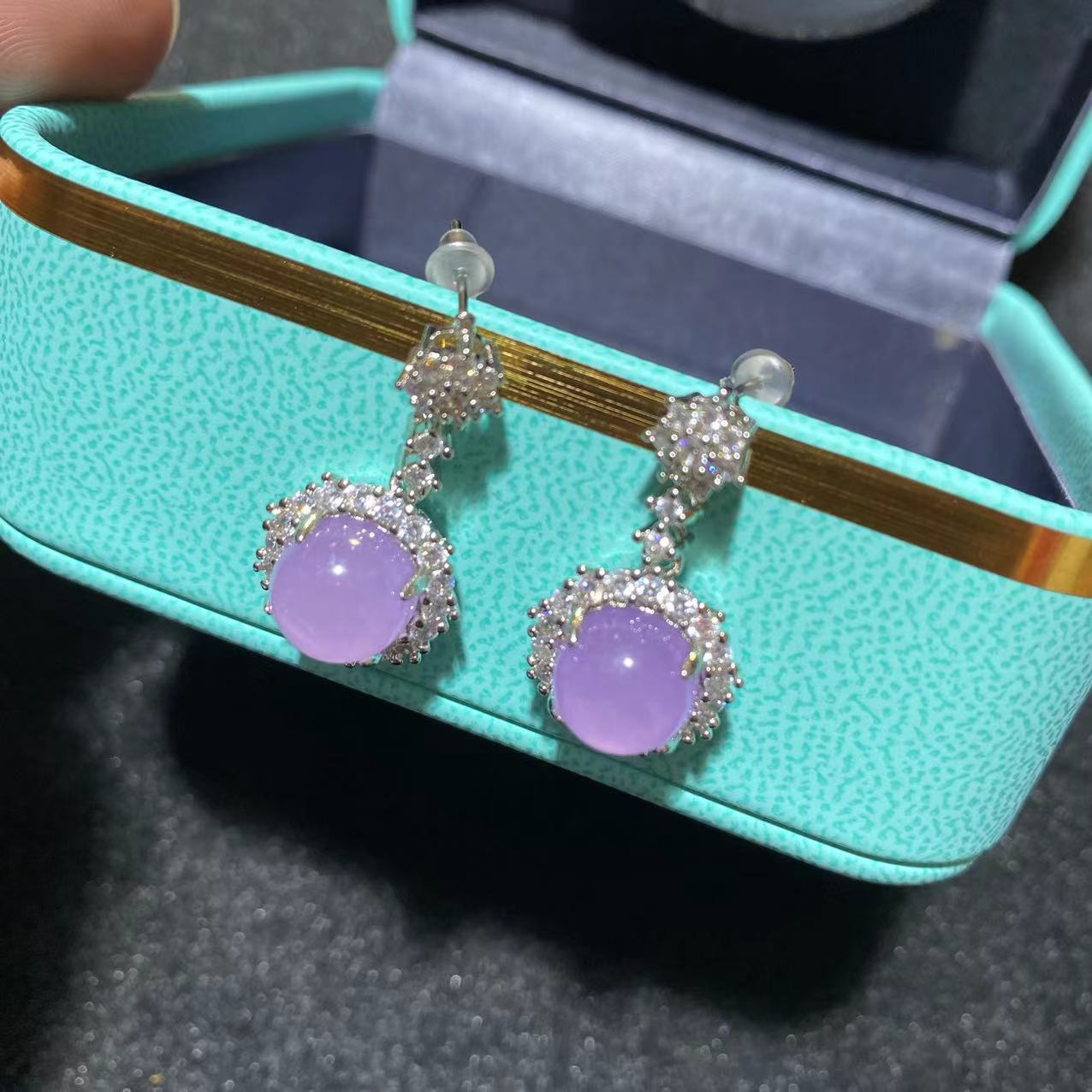 F062【云腾翡翠】天然A货翡翠耳坠-多样性发-