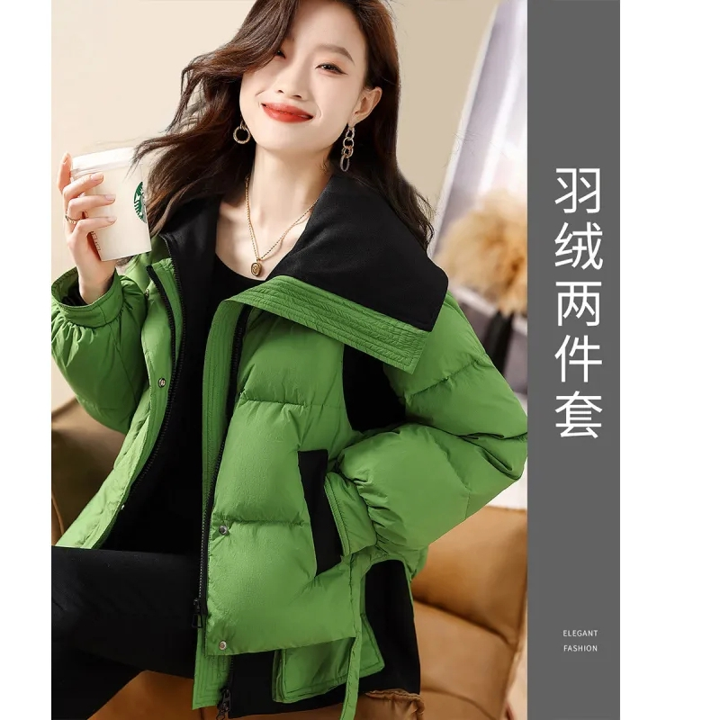 秋冬捡漏撤柜小个子短款羽绒服女新款可拆卸白鸭绒加厚马甲两件