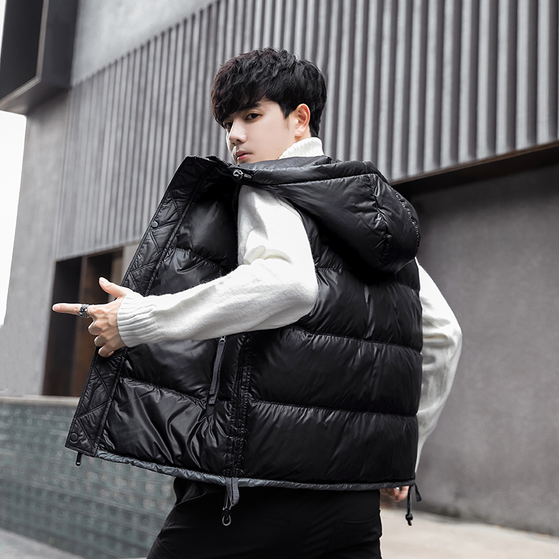 男爸爸装连帽马甲男短款外穿棉服马甲男款