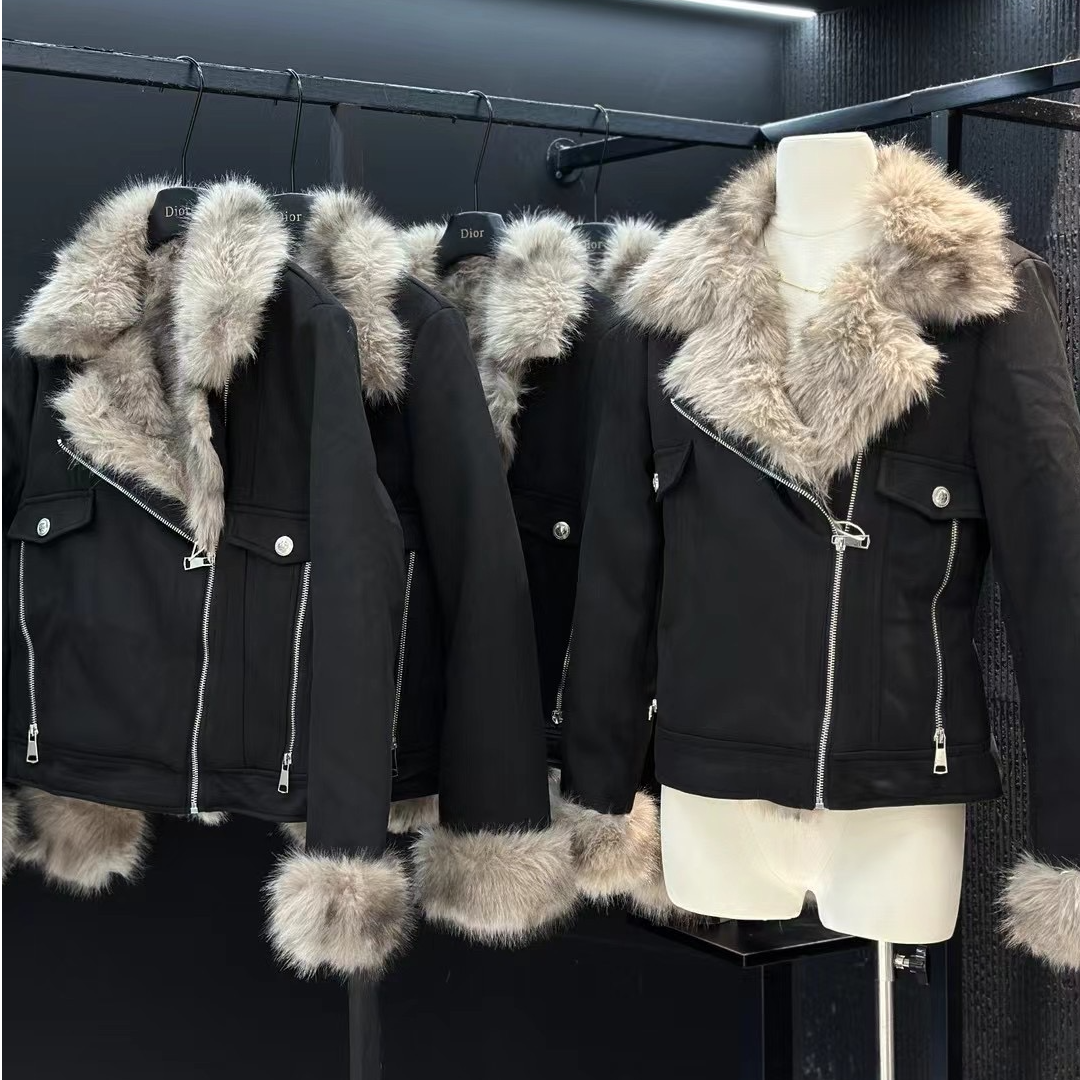 LIN STUDIO 冬日氛围穿搭 环保机车拼接外套