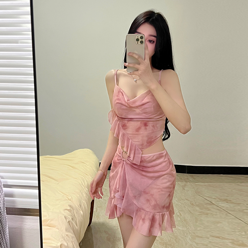 少女气质纯欲风多巴胺比基尼三件套时尚显白度假水上比基尼泳装