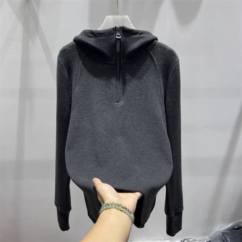 2023新款色半拉链德绒卫衣女秋冬设计感小众打底衫外穿显瘦上衣
