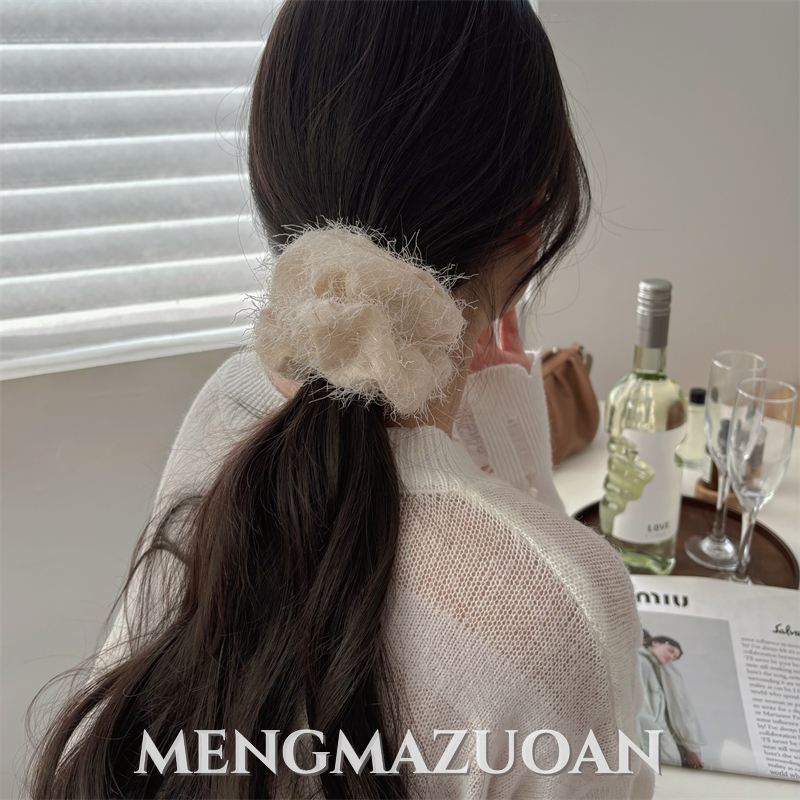 Q247 精致ins日韩慵懒时尚布艺流苏大肠圈皮筋头绳丸子头皮套头花