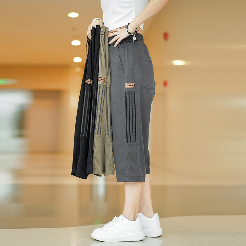 夏季轻薄七分休闲裤男士个性出游潮款百搭宽松薄款直筒舒适中长裤