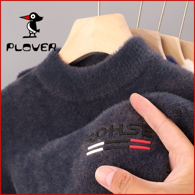 琢木鸟断码冬季加厚貂绒毛衣男士中青年半高领纯色打底衫保暖上衣