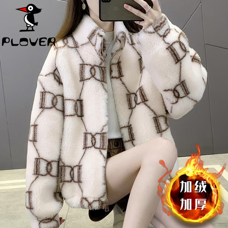 琢木鳥羊羔绒外套女冬天加绒加厚韩版外穿宽松百搭防寒棉服短外套