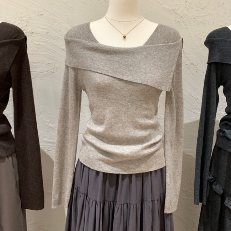 现货-针织衫设计感小众高级秋冬2026新款韩系别致长袖打底衫G4-50